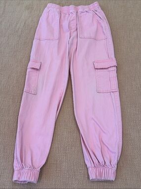 Girls' teen size W23L26.25” Pink Cargo Jogger Pants with Elastic Waist & pockets